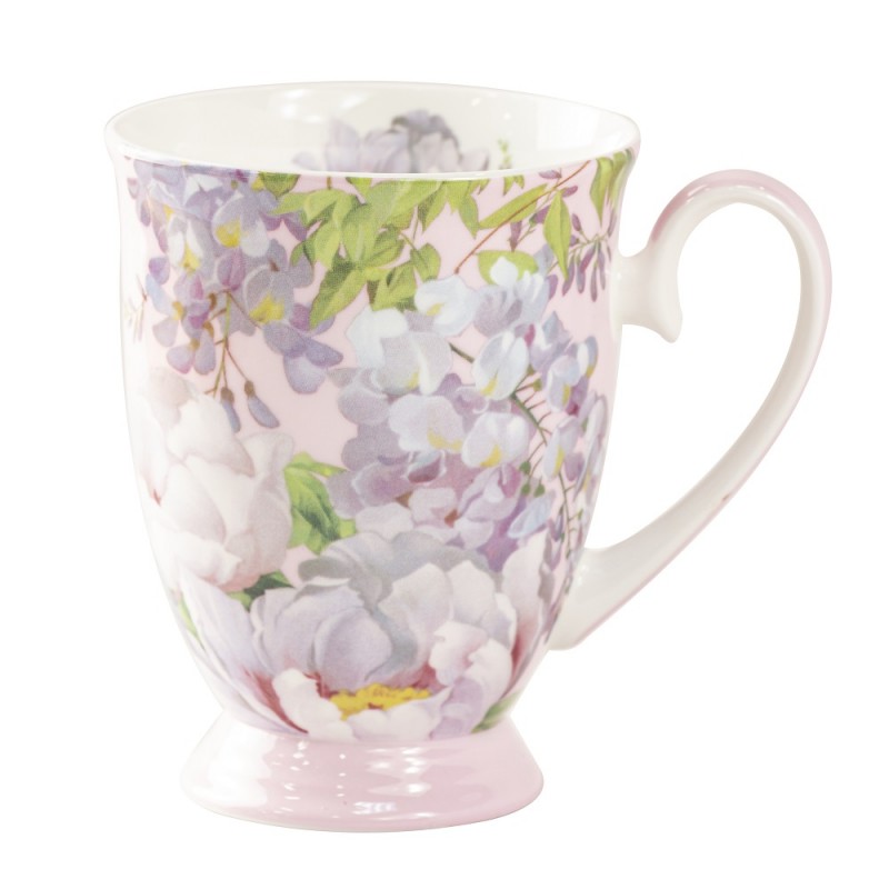 Blooming Peony Bone China Mug, Pink