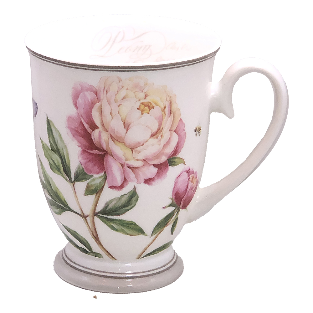 4 Assorted Peony Footed Bone China Footed Mugs, Set of 4, photo-5