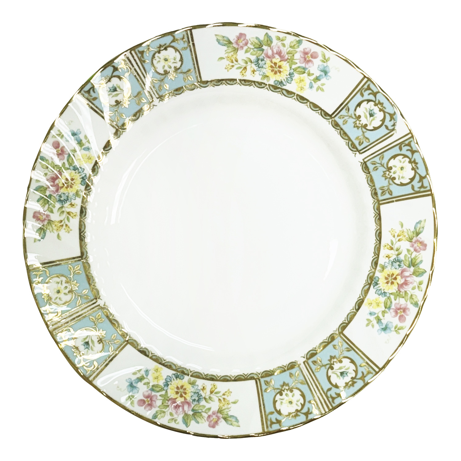 Lady Caroline Blue Fine Bone China Plate – 8", Gold Trim