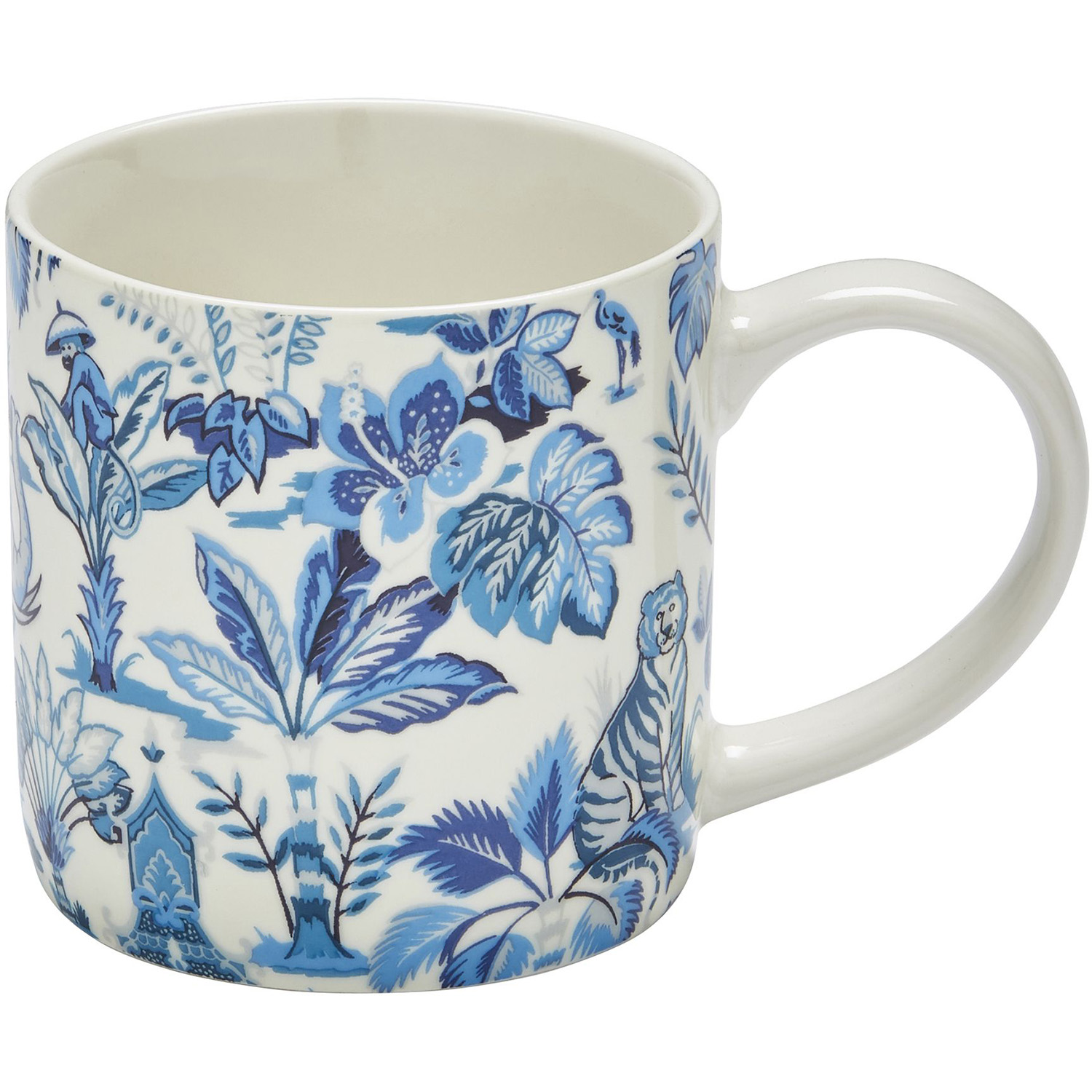 India Blue Mug – New Bone China with Oriental Jungle Design