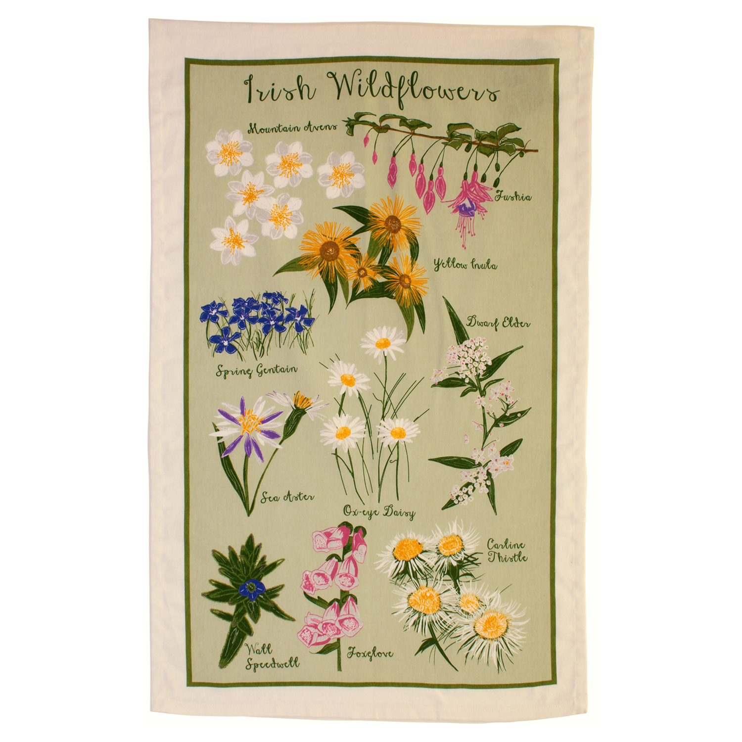 Irish Wildflowers Cotton Tea Towel