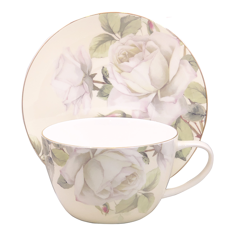 Breakfast Jumbo Cup & Saucer - Iceberg Rose