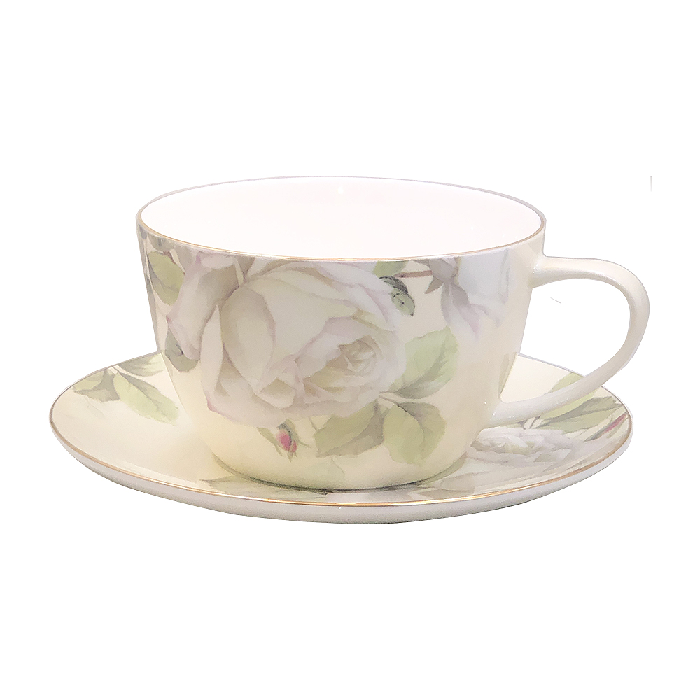 Breakfast Jumbo Cup & Saucer - Iceberg Rose, photo-1