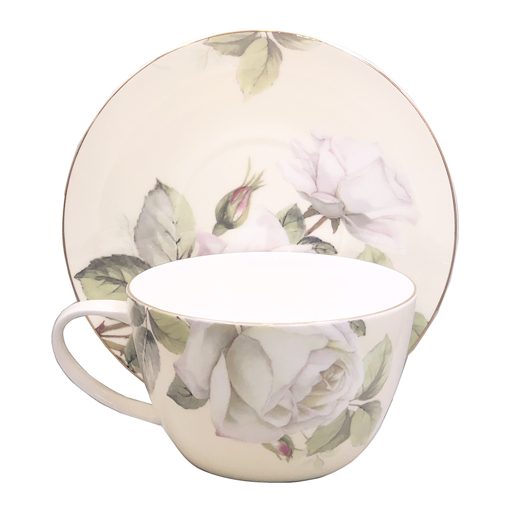 Breakfast Jumbo Cup & Saucer - Iceberg Rose, photo-2