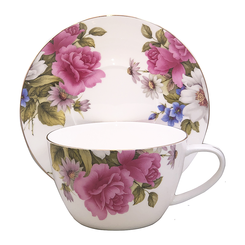 Grace's Rose Jumbo Breakfast Cup & Saucer Set