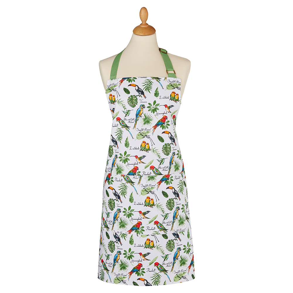 Tropical Bird Cotton Apron by Madeline Floyd