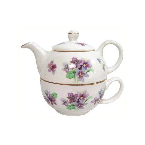 Purple Violet Bone China - Tea for One