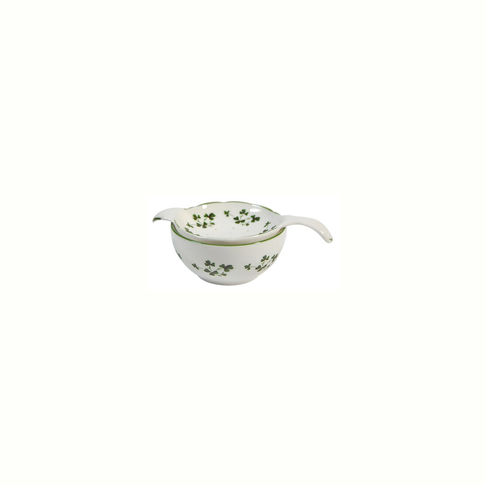 Lane End Tea Strainer and Bowl, Shamrock