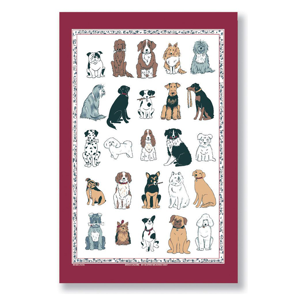 Linen Tea Towel Dogs Galore