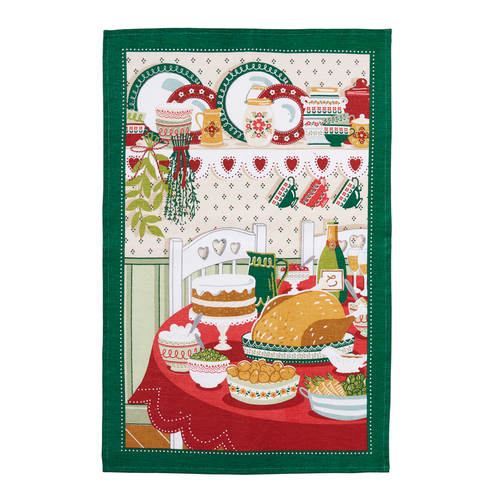 Turkey Feast Linen Tea Towel