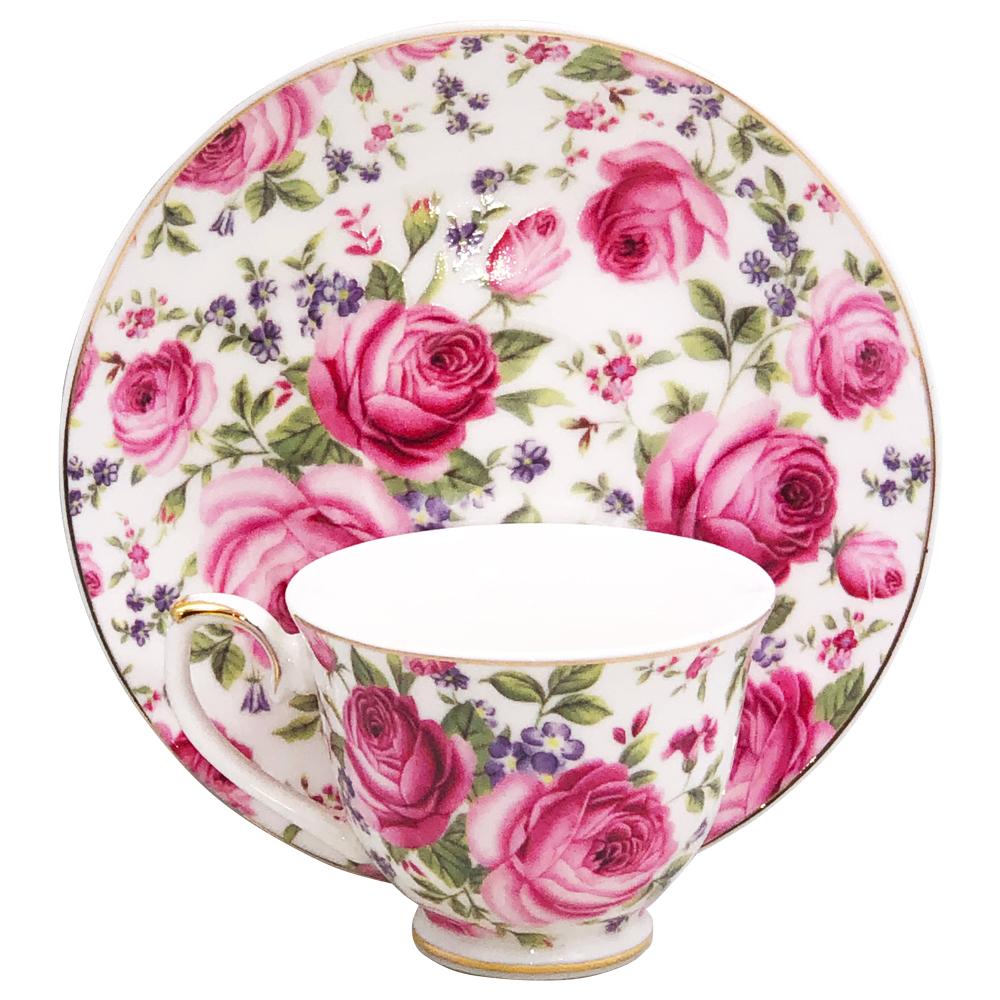 Cup & Saucer Sets for Girls - Rose Chintz, Set of 4, photo-2