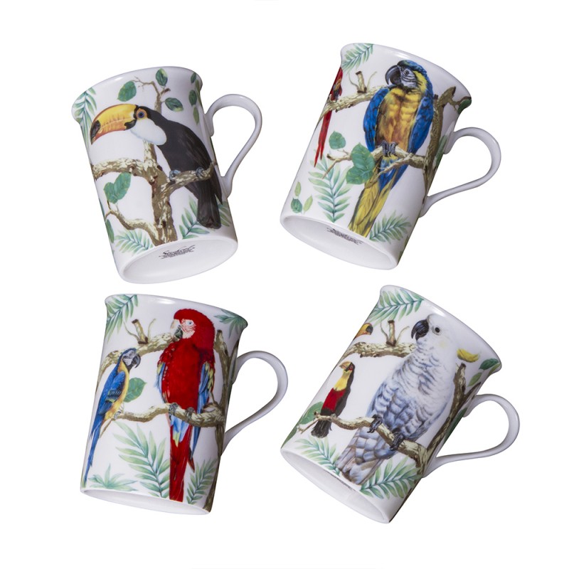 Parrot Mugs, Set of 4