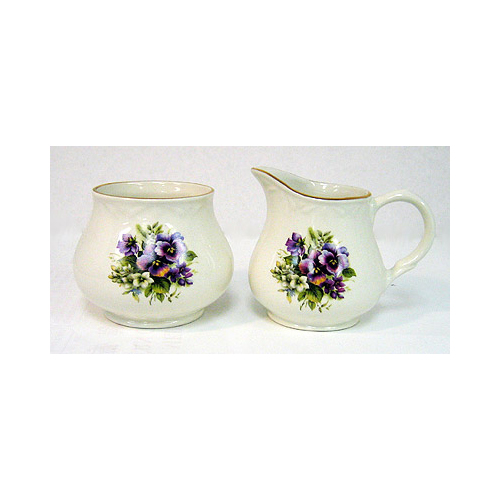 Pansy Flowers - Cream & Sugar Set