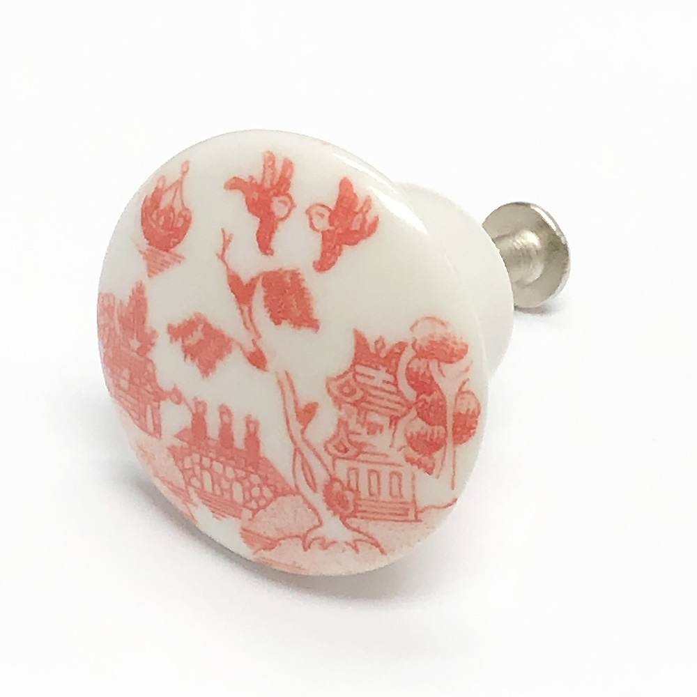 Pink Blue Willow Ware - 1.25D Door Knob