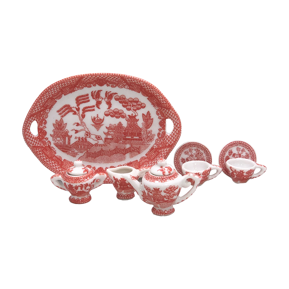 Pink Willow Miniature 10 Piece Collectors Tea Set, 4-3/8L Tray, photo-3