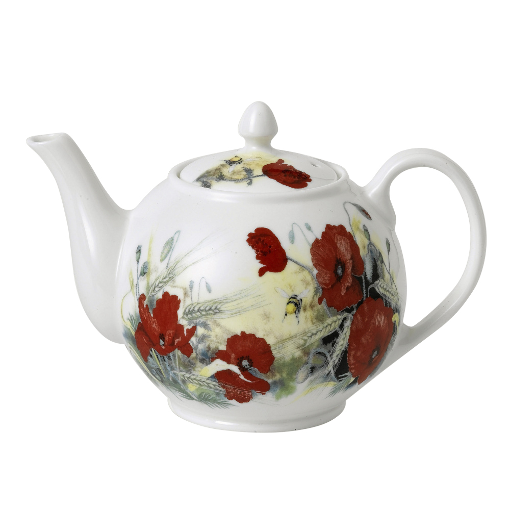 Poppy Fine Bone China Teapot, 6-Cup