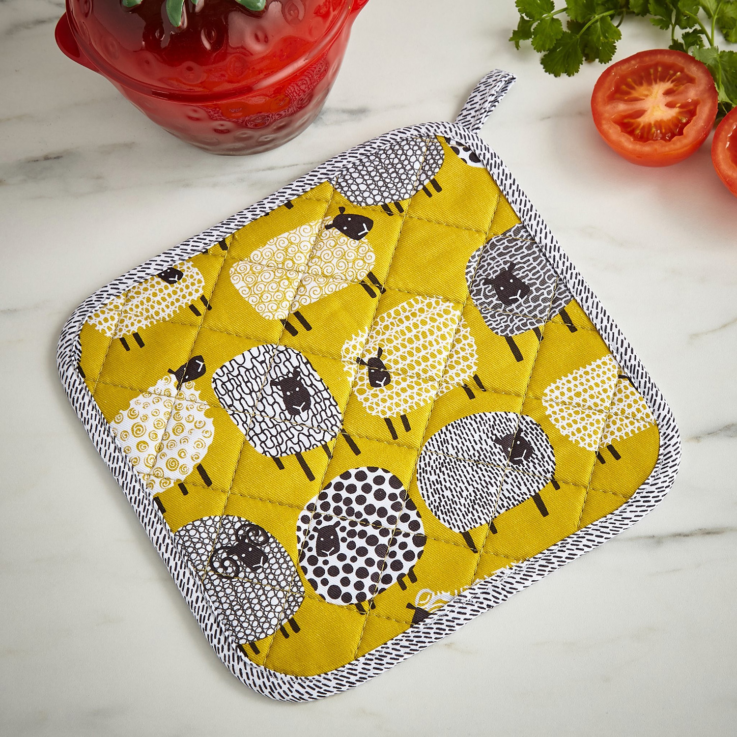 Dotty Sheep Yellow Pot Mat/Trivet, photo-1