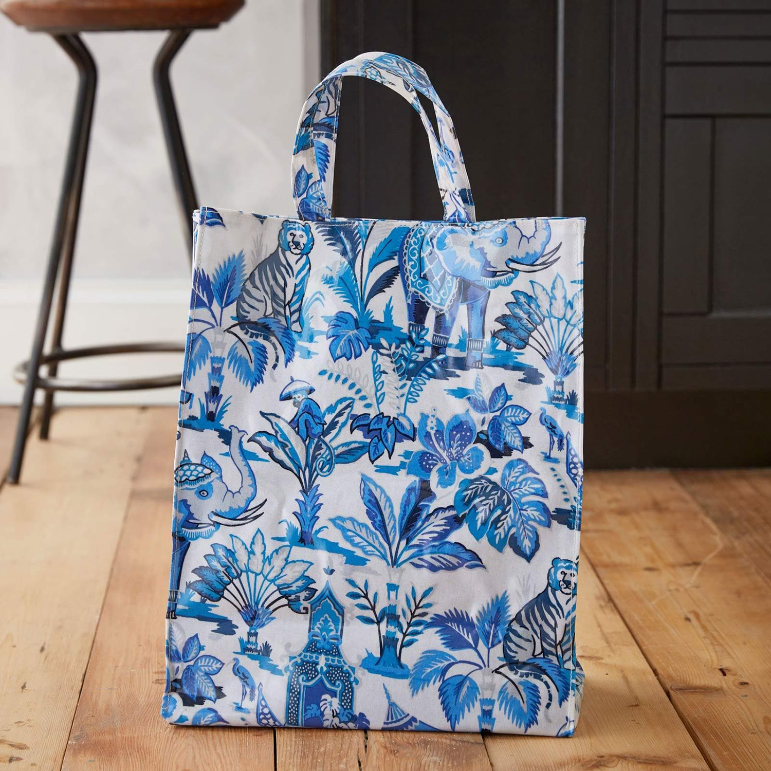 PVC Medium Gusset Tote Bag -India Blue, photo-1