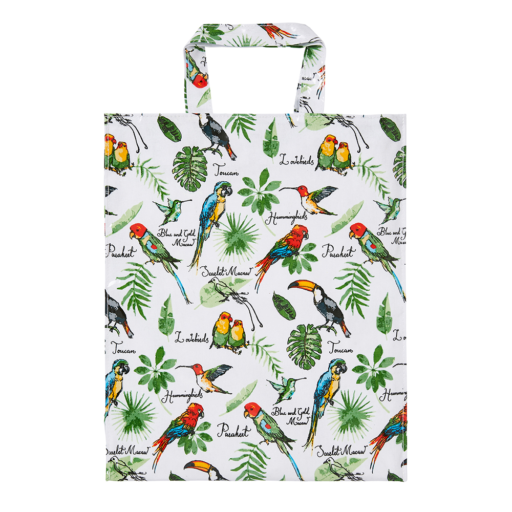 Tropical Birds PVC Tote Bag, 12.4x15.4