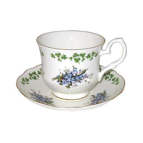 Shamrock & Forget-Me-Not - Bone China Tea Cup and Saucer Set