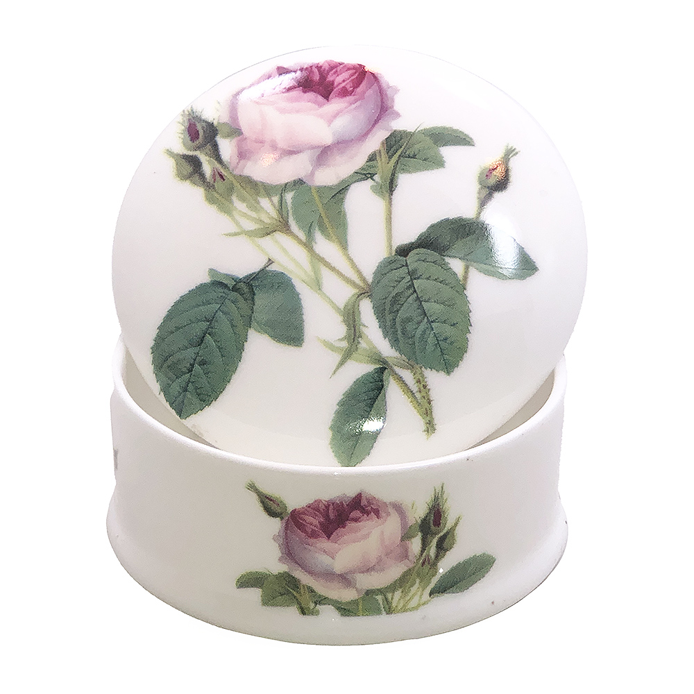 Redoute Rose Trinket Box, 3-1/2D, photo-1