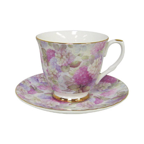 Hydrangea Chintz - Bone China Tea Cup and Saucer