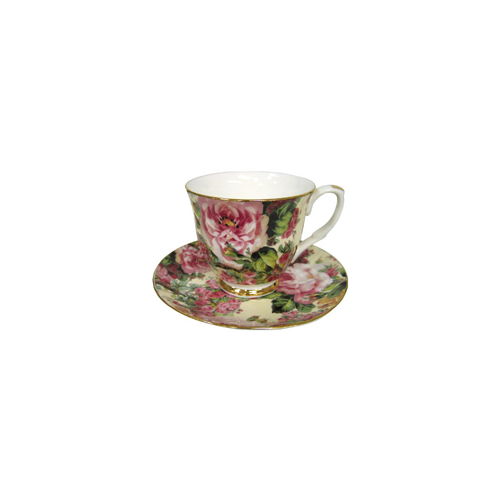 Cottage Rose Chintz - Bone China Tea Cup and Saucer