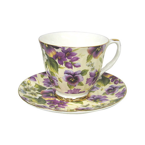 Pansy Chintz - Bone China Tea Cup and Saucer