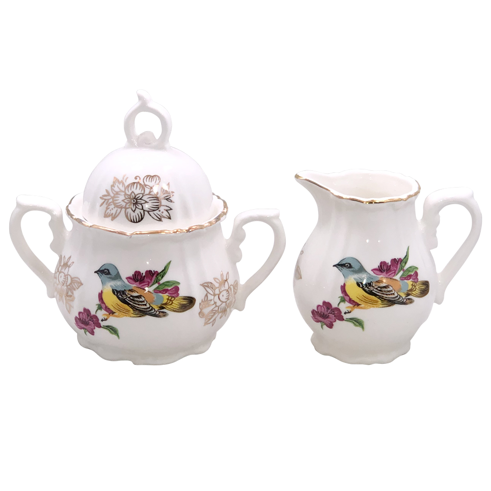 Small Cream and Sugar Set, Spring Bird