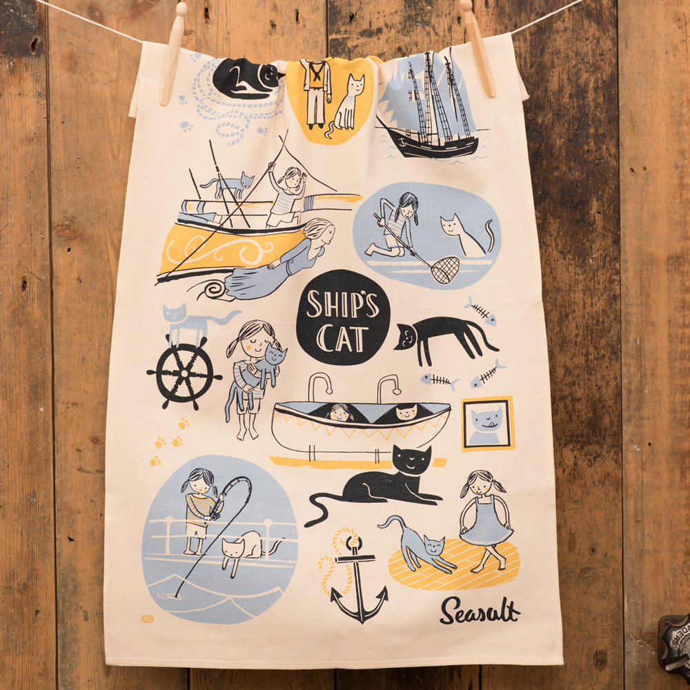 Ships Cat & First Mate Tea Towel, photo-1
