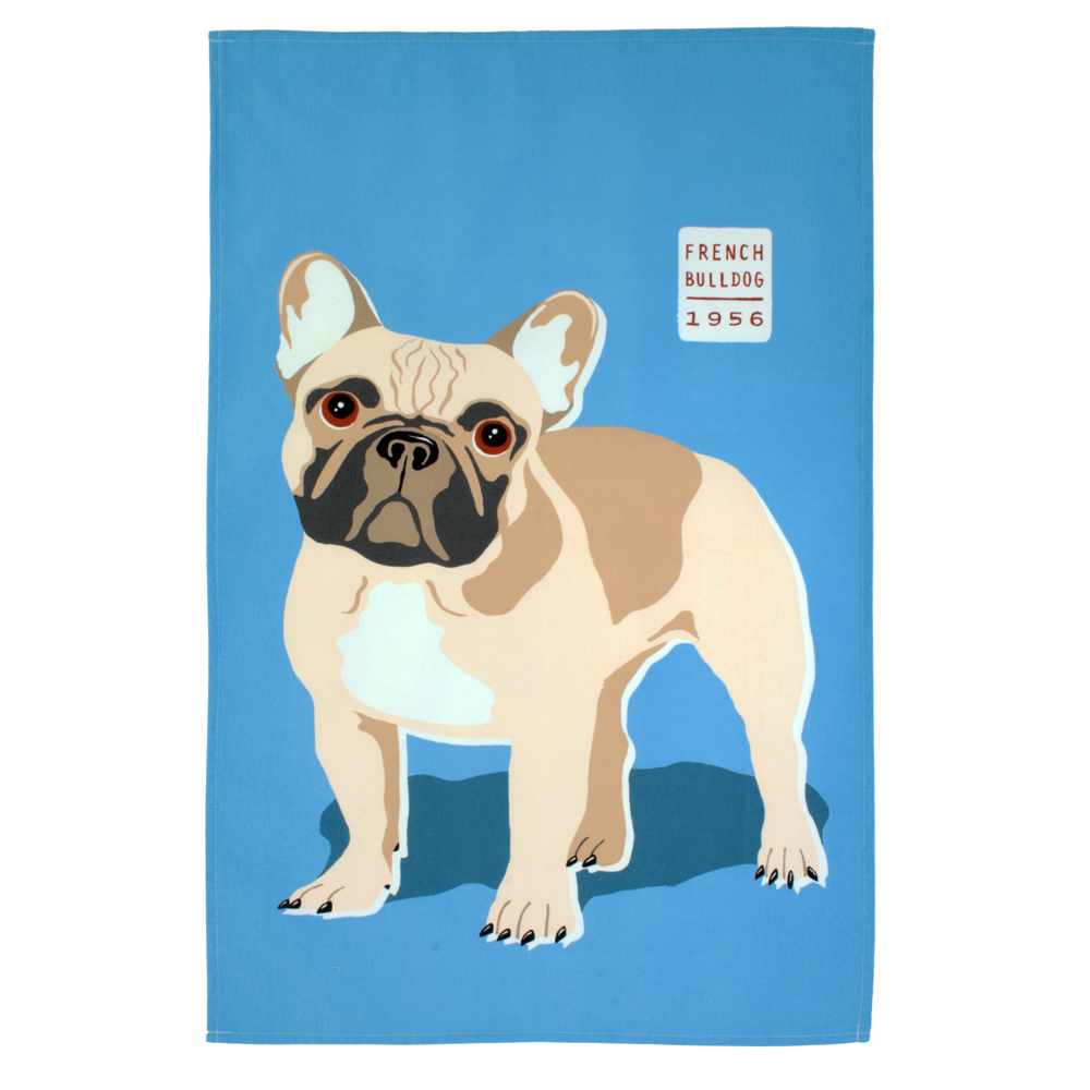 Cotton Tea Towel - Wiscombe Cedric The Bulldog