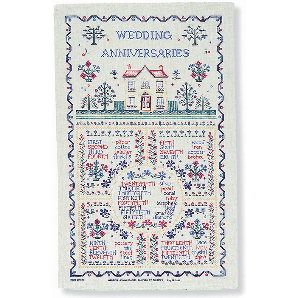 Linen Tea Towel - Wedding Sampler