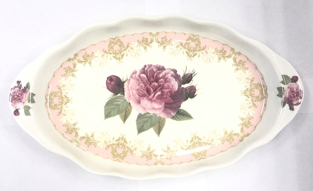 Vintage Rose Fine Bone China Sweet Tray, Pink