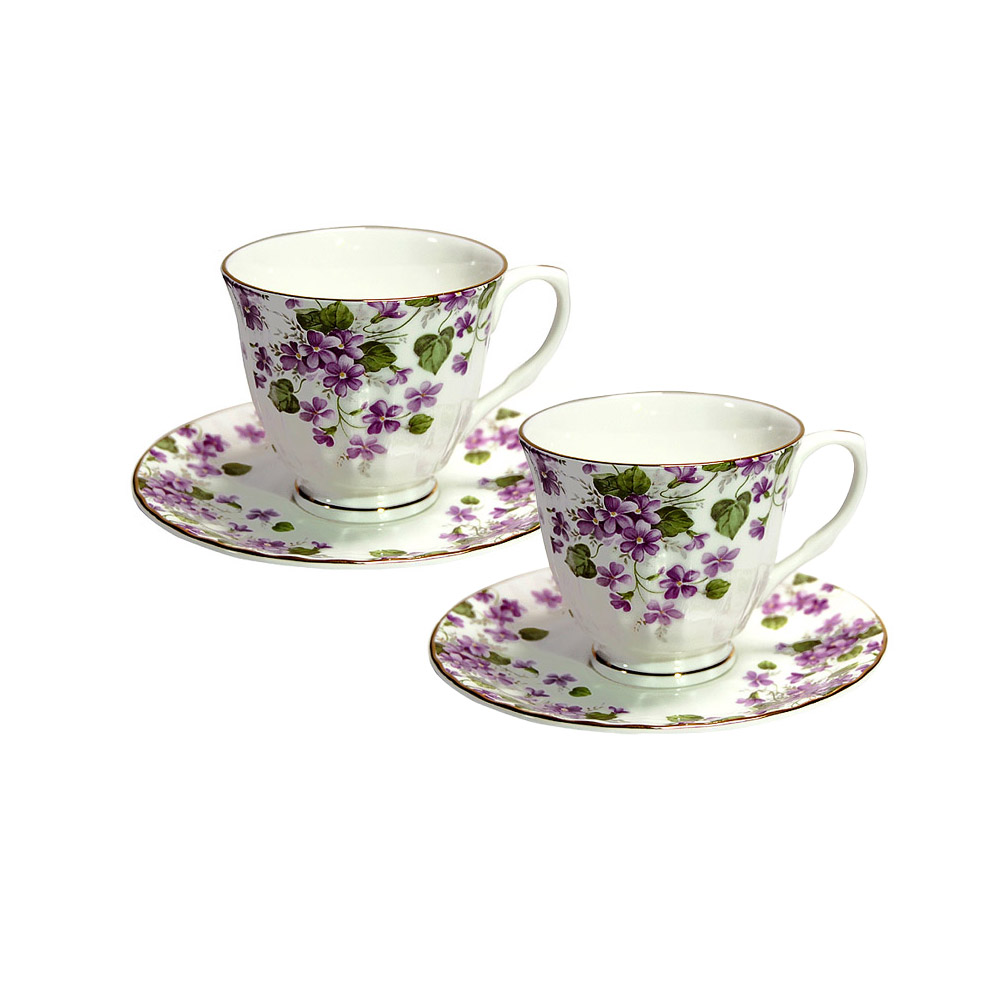 Violet - Bone China Cup and Saucer Set of Two