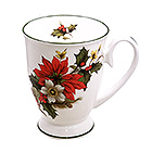 Poinsettia Footed Mug, Green