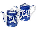 Blue Willow Ware Teapot Shaped Salt and Pepper Set