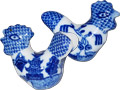 Blue Willow Ware - Rooster and Hen Shaped 1.5D Door Knob - Set of 2