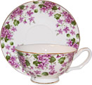 Violets Bone China Cup and Saucer Set