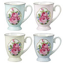 Royal Rose Emblem, Set of 4 Bone China Mugs