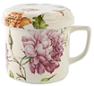 Tea Mug with Cover and Strainer, Dahlia & Bluebell Floral