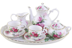 Rose Garden 10 Piece Tea Set for Kids, Porcelain