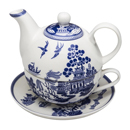 Blue Willow Tea-for-One Set – 4 Piece Porcelain