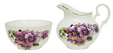 Staffordshire Pansy Flowers Cream & Sugar Set