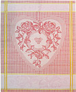 French Jacquard Kitchen/Tea Towel - Red Hearts