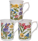 Alpine Floral Bone China Mugs - Set of 3