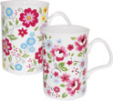 English Bouquet Bone China Mugs - Set of 2