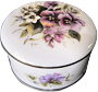 Bone China Trinket Box, 3-1/2D Pansy