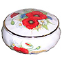 Bone China Trinket Box, 2-1/2D, Red Poppy