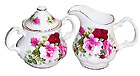 Covered Cream and Sugar Set - Summertime Rose