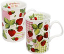 Strawberry Garden, Set of 2 China Mugs